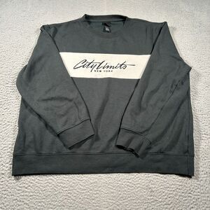 H&M City Limits New York Sweatshirt Men Size XL Green White Pullover‎ Vintage?